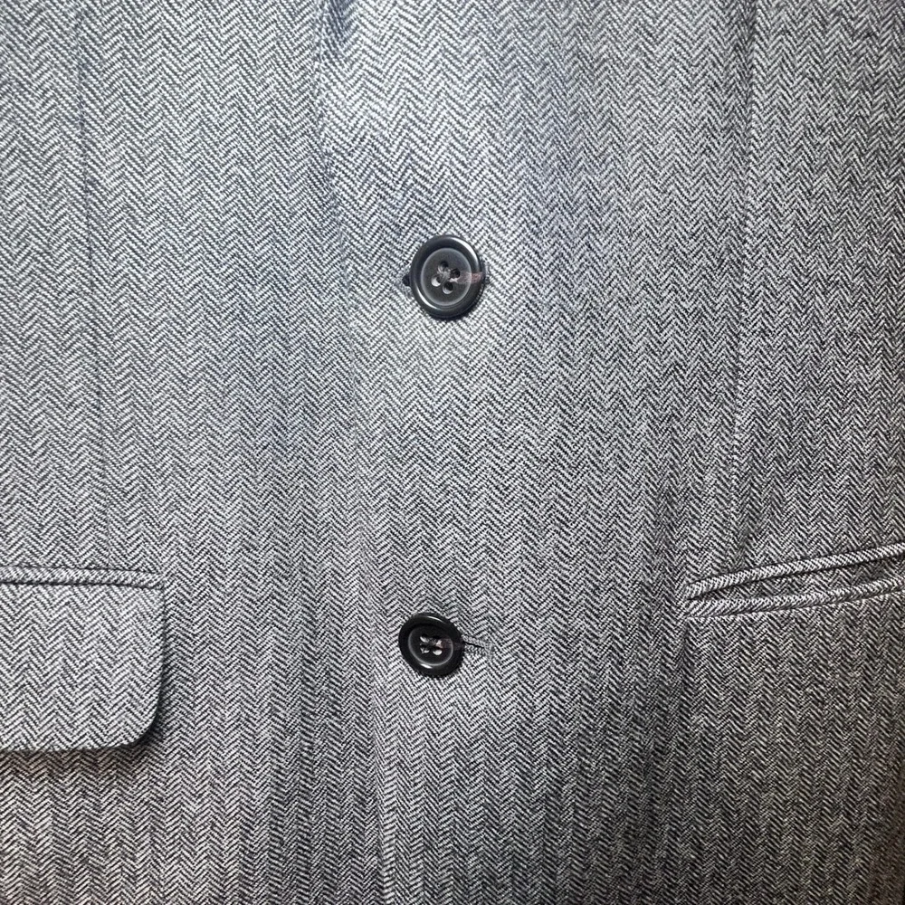 Banana Republic Mens 38R Slim Fit Grey Herringbone Marzotto Wool Blazer 376857
